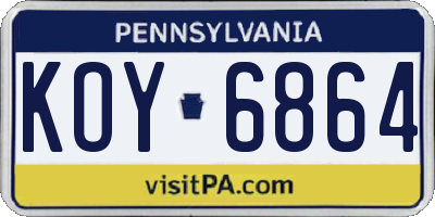 PA license plate KOY6864