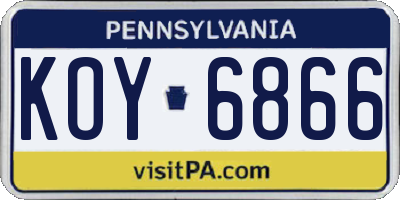 PA license plate KOY6866