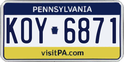 PA license plate KOY6871