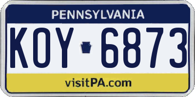 PA license plate KOY6873