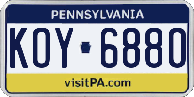 PA license plate KOY6880