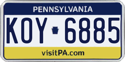 PA license plate KOY6885