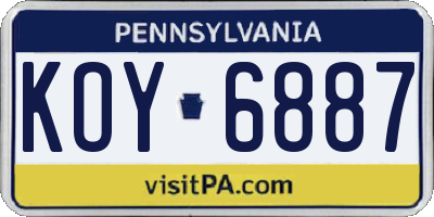 PA license plate KOY6887