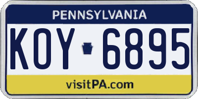 PA license plate KOY6895