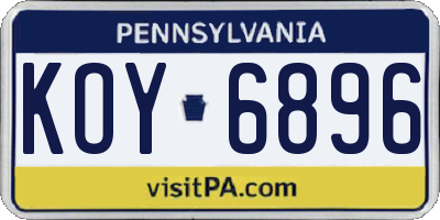 PA license plate KOY6896