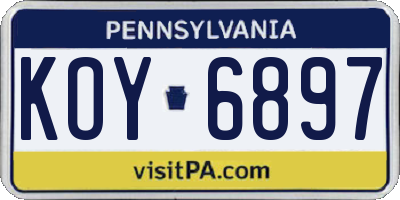 PA license plate KOY6897