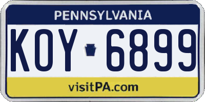 PA license plate KOY6899