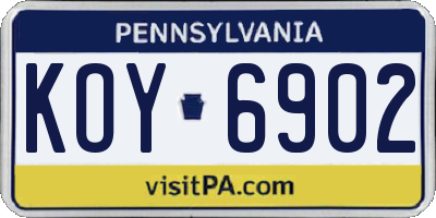 PA license plate KOY6902