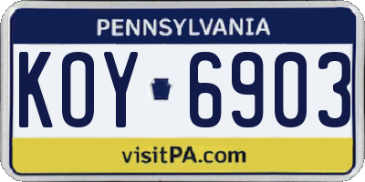 PA license plate KOY6903