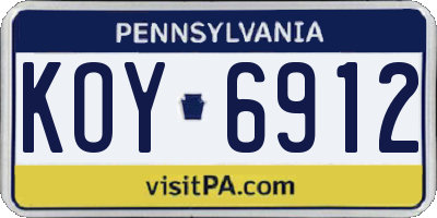 PA license plate KOY6912