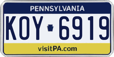 PA license plate KOY6919