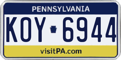 PA license plate KOY6944