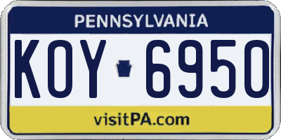 PA license plate KOY6950