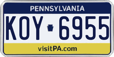 PA license plate KOY6955