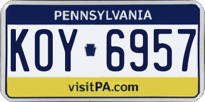 PA license plate KOY6957