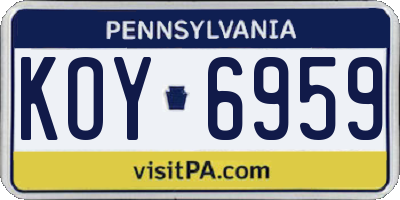 PA license plate KOY6959