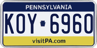 PA license plate KOY6960