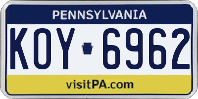 PA license plate KOY6962