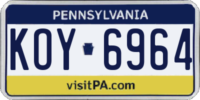 PA license plate KOY6964