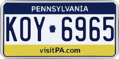 PA license plate KOY6965