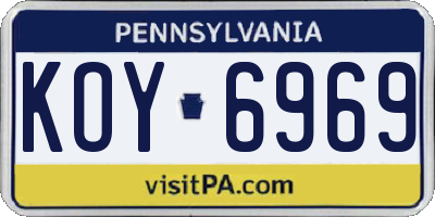 PA license plate KOY6969