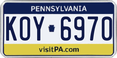 PA license plate KOY6970