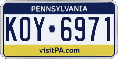 PA license plate KOY6971