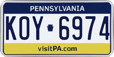 PA license plate KOY6974