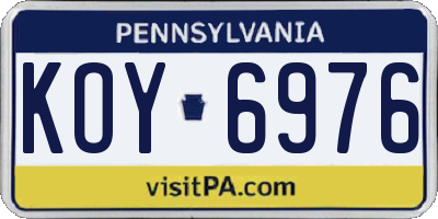 PA license plate KOY6976