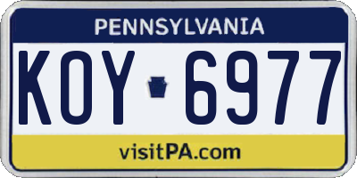PA license plate KOY6977