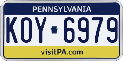 PA license plate KOY6979