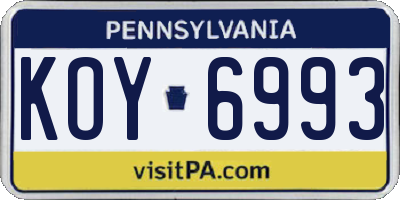 PA license plate KOY6993