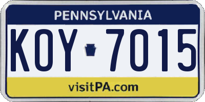 PA license plate KOY7015