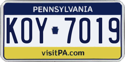 PA license plate KOY7019