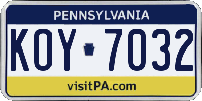 PA license plate KOY7032