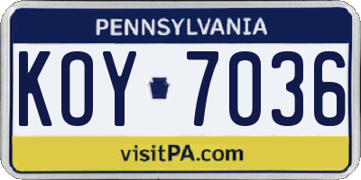 PA license plate KOY7036