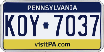 PA license plate KOY7037