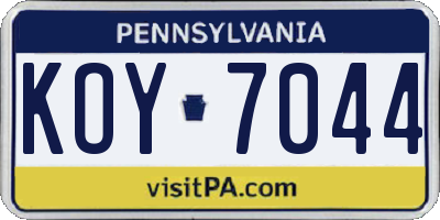 PA license plate KOY7044