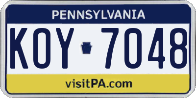 PA license plate KOY7048