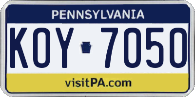 PA license plate KOY7050