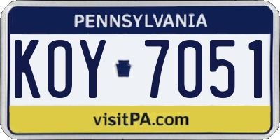 PA license plate KOY7051