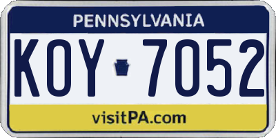 PA license plate KOY7052