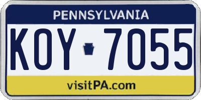 PA license plate KOY7055