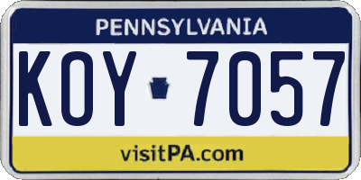 PA license plate KOY7057