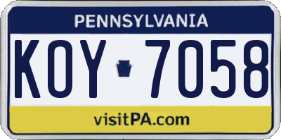 PA license plate KOY7058