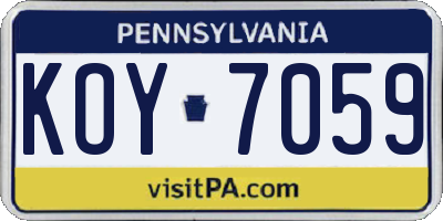 PA license plate KOY7059