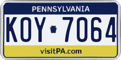 PA license plate KOY7064