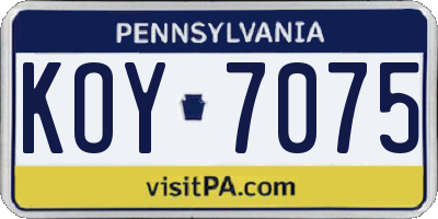 PA license plate KOY7075