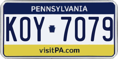 PA license plate KOY7079