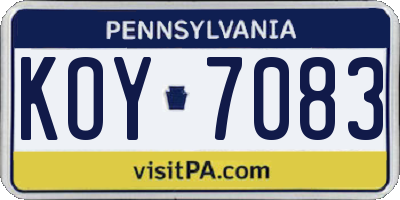 PA license plate KOY7083